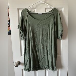 Olive Green Top With Fringe